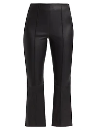 Cropped Flare Stretch-Leather Pants