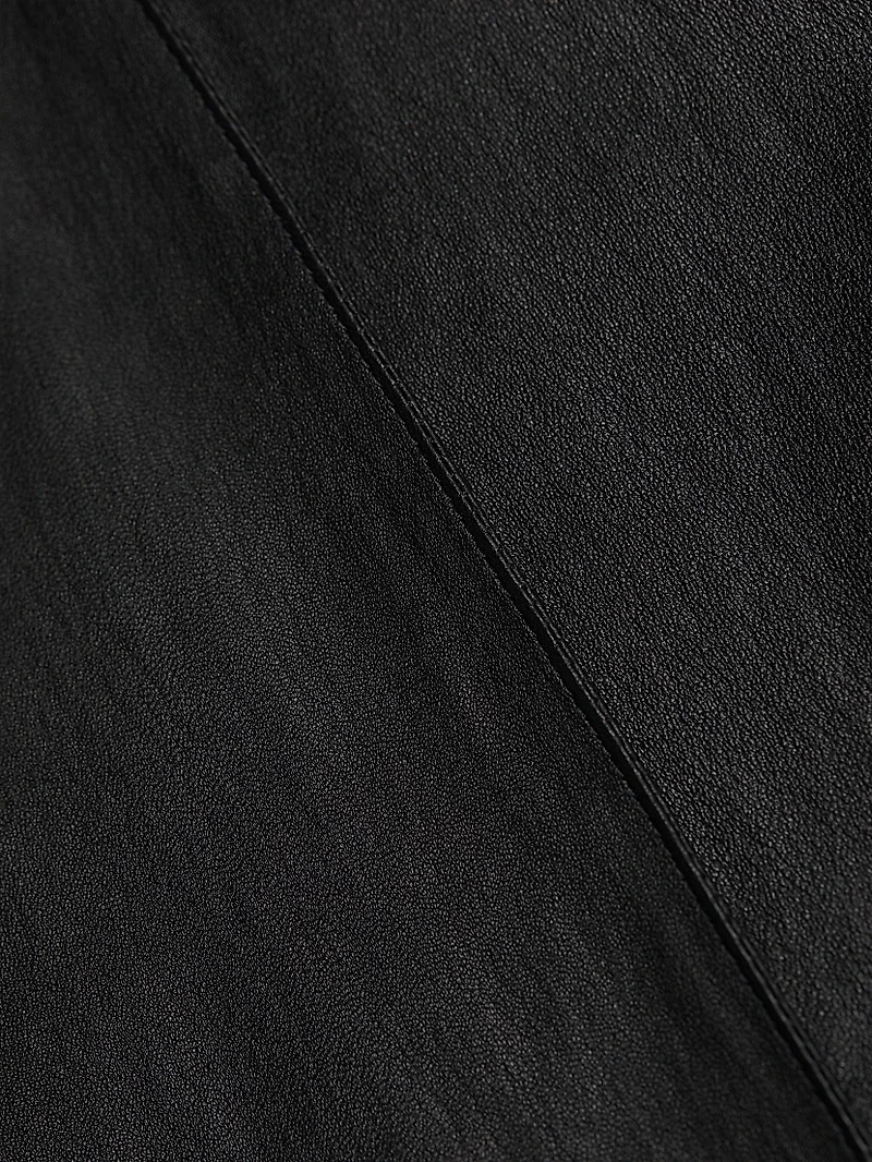 Cropped Flare Stretch-Leather Pants