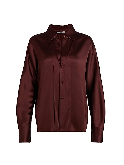 Satin Button-Front Shirt