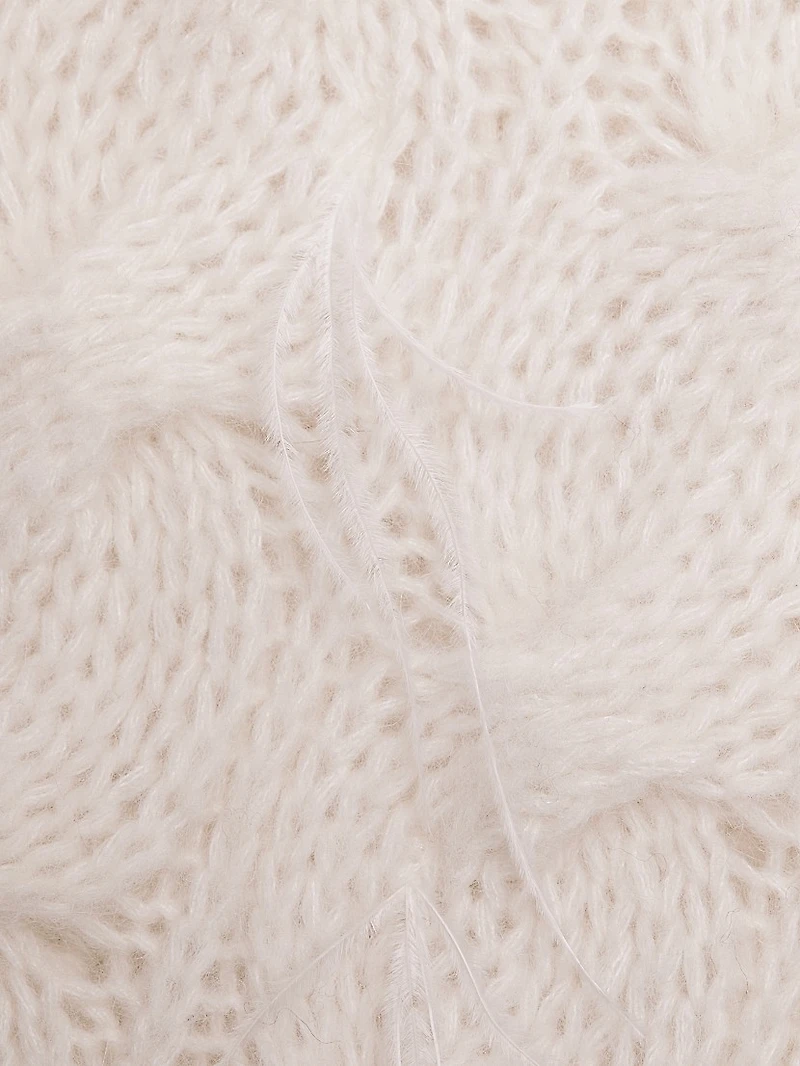 Feather-Embellished Cable-Knit Sweater