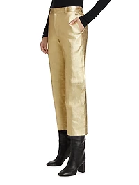 Metallic Leather Crop Pants
