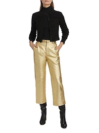 Metallic Leather Crop Pants