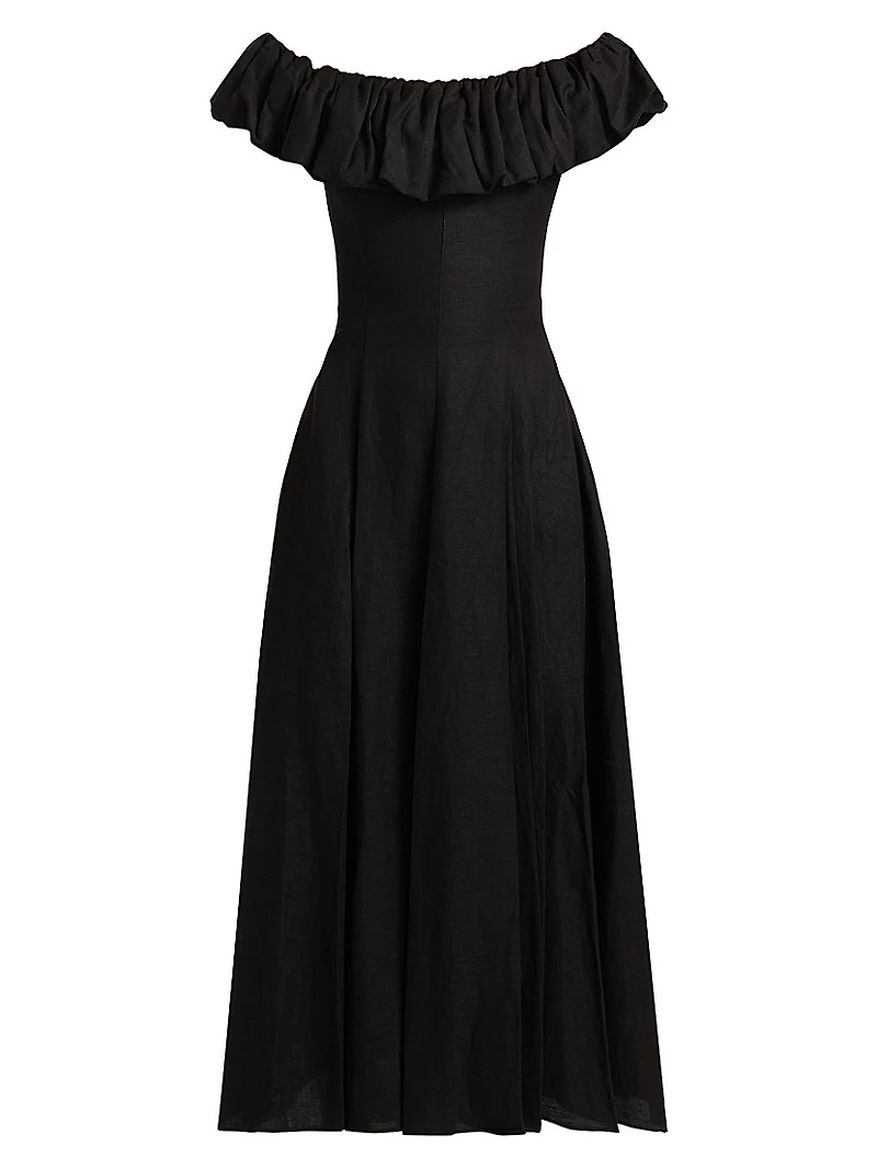 Yara Puff Off-the-Shoulder A-Line Maxi Dress