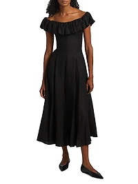 Yara Puff Off-the-Shoulder A-Line Maxi Dress