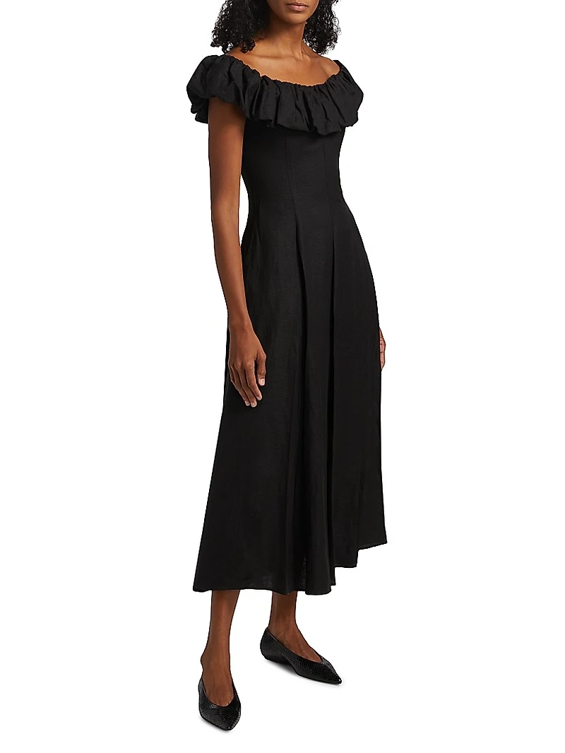 Yara Puff Off-the-Shoulder A-Line Maxi Dress