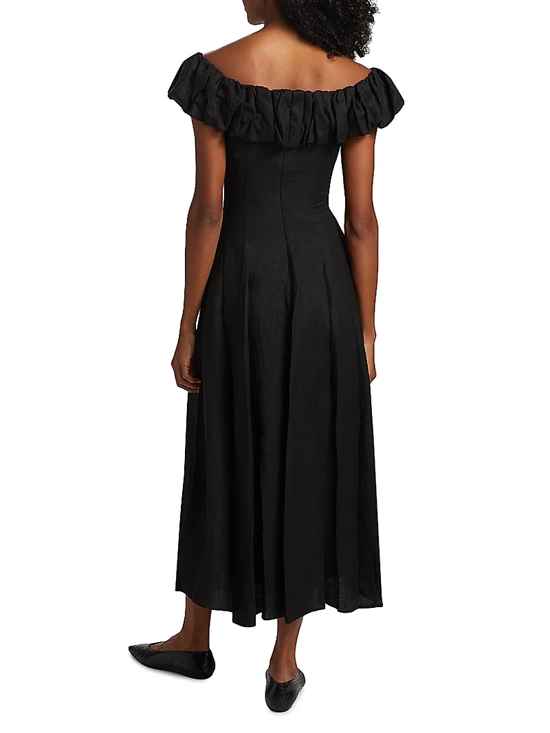 Yara Puff Off-the-Shoulder A-Line Maxi Dress