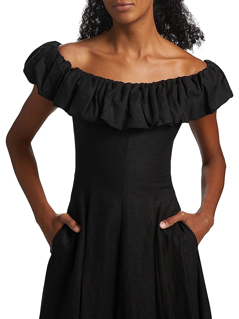 Yara Puff Off-the-Shoulder A-Line Maxi Dress