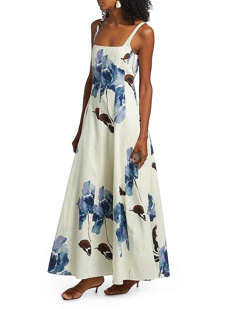 Athena Floral Panelled Sleeveless A-Line Maxi Dress