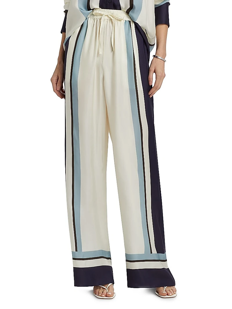 Sandra Printed Silk-Blend Wide-Leg Pants