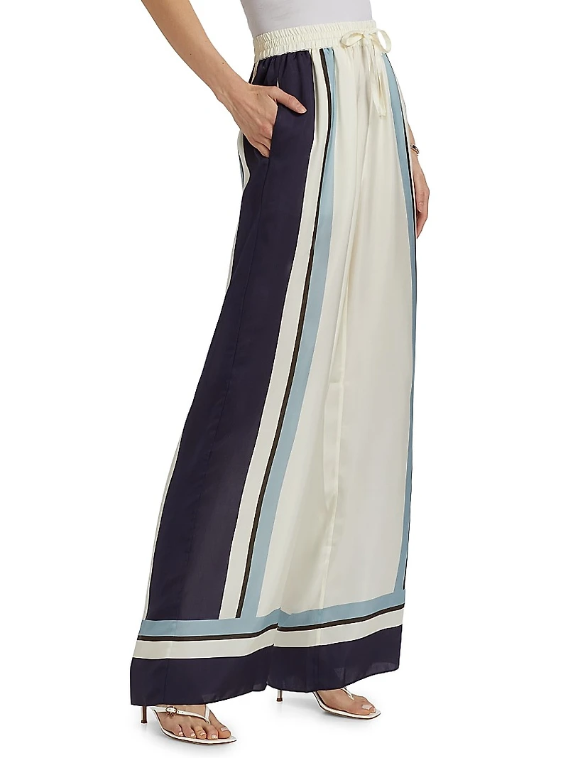 Sandra Printed Silk-Blend Wide-Leg Pants