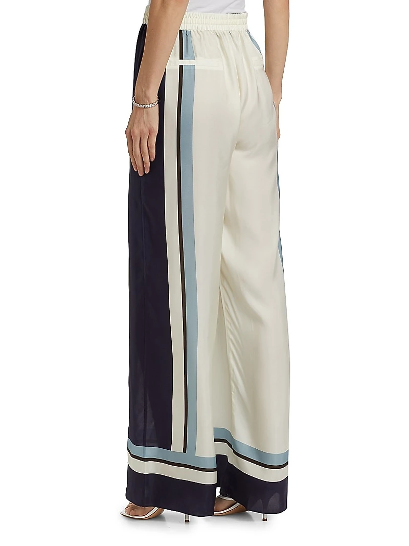 Sandra Printed Silk-Blend Wide-Leg Pants