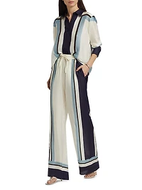 Sandra Printed Silk-Blend Wide-Leg Pants