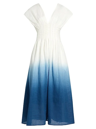 Sonya Pleated Ombré Midi-Dress