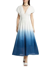 Sonya Pleated Ombré Midi-Dress