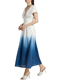 Sonya Pleated Ombré Midi-Dress