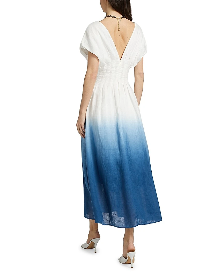 Sonya Pleated Ombré Midi-Dress