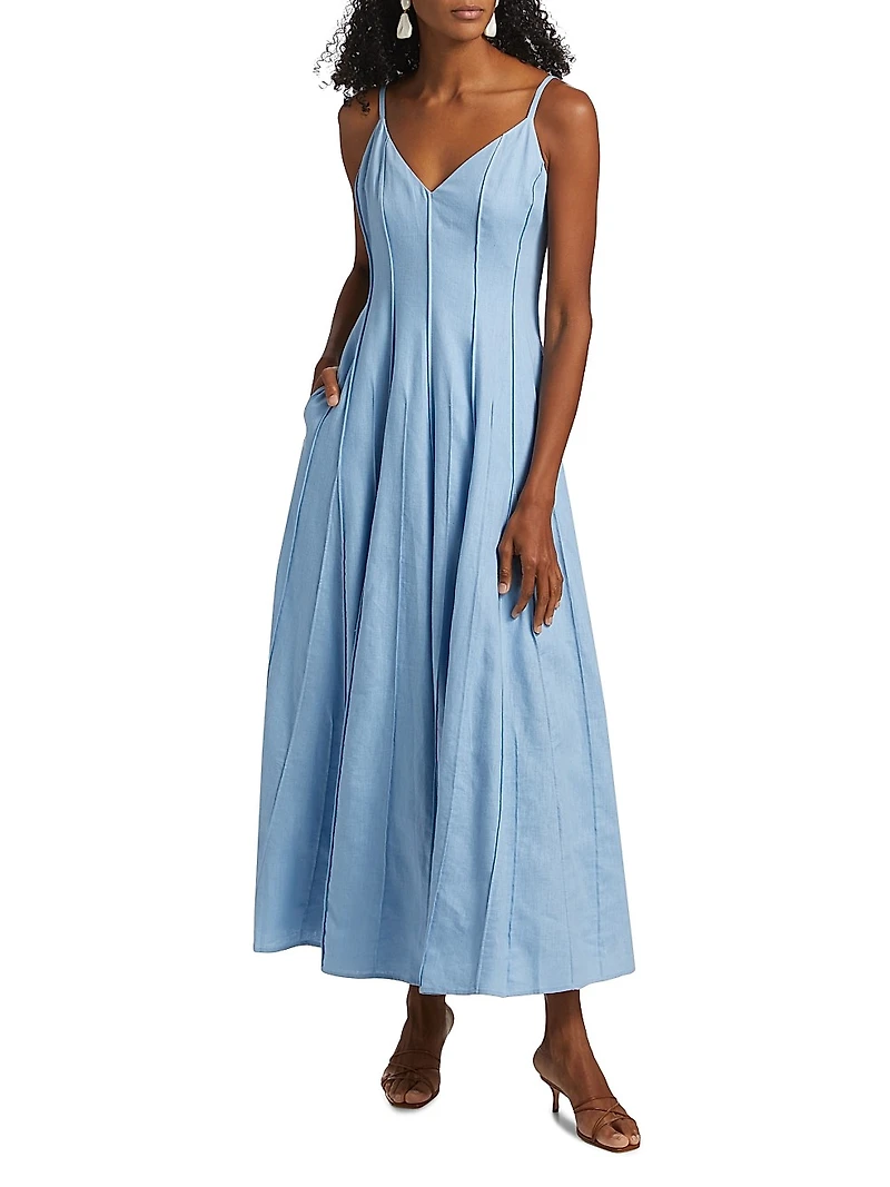Michah Panelled Cotton A-Line Maxi Dress
