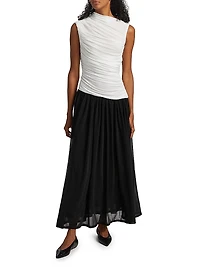 Odila Asymmetric Colorblocked Ruched Maxi Dress