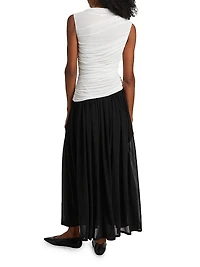 Odila Asymmetric Colorblocked Ruched Maxi Dress