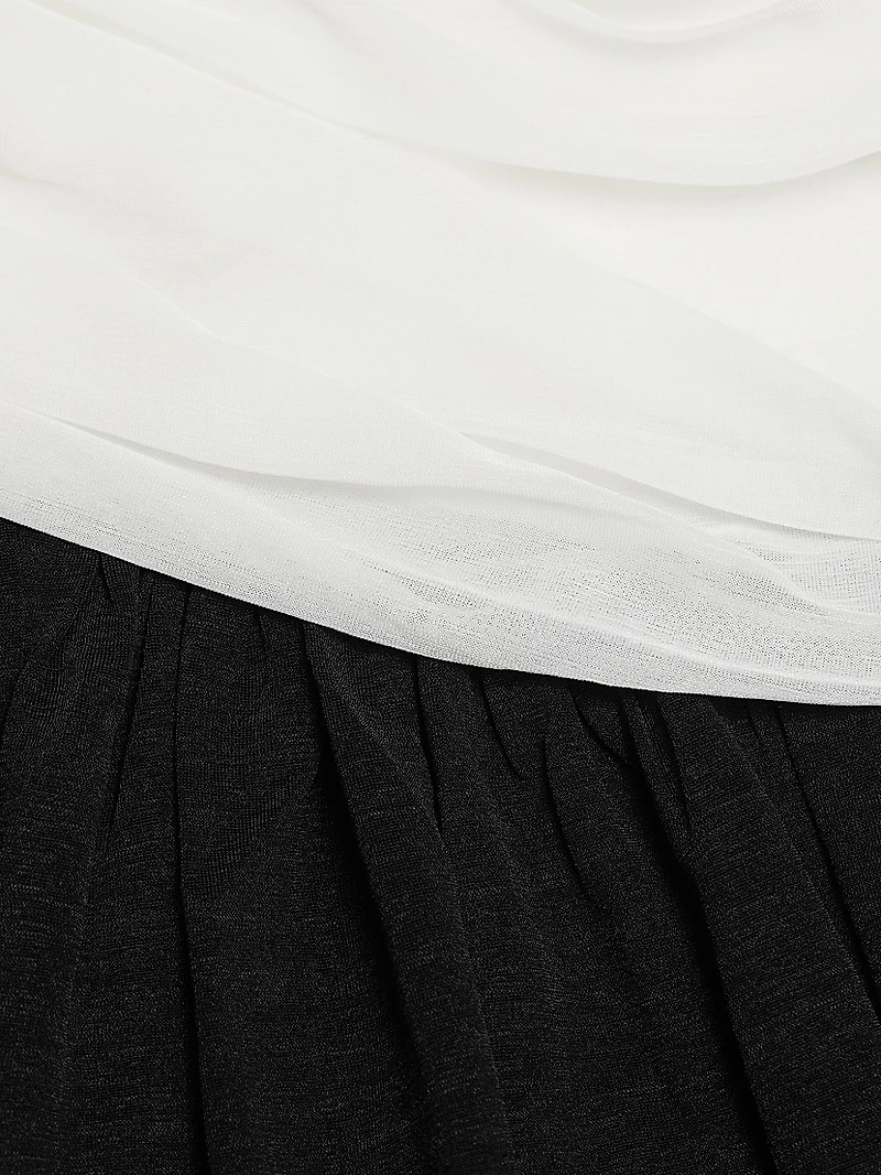 Odila Asymmetric Colorblocked Ruched Maxi Dress