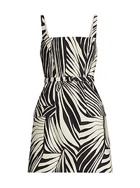 Zoya Hourglass Palm-Print Belted Minidress