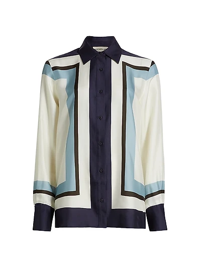 Iris Easy Loose-Fit Printed Silk-Blend Shirt