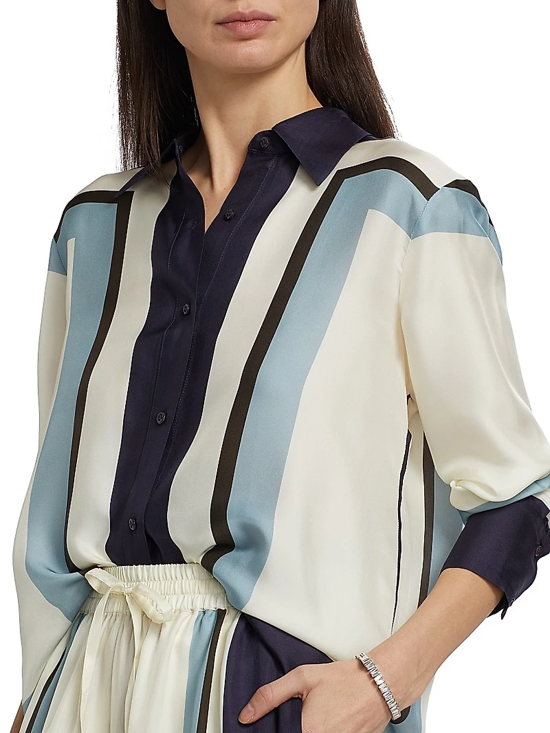 Iris Easy Loose-Fit Printed Silk-Blend Shirt
