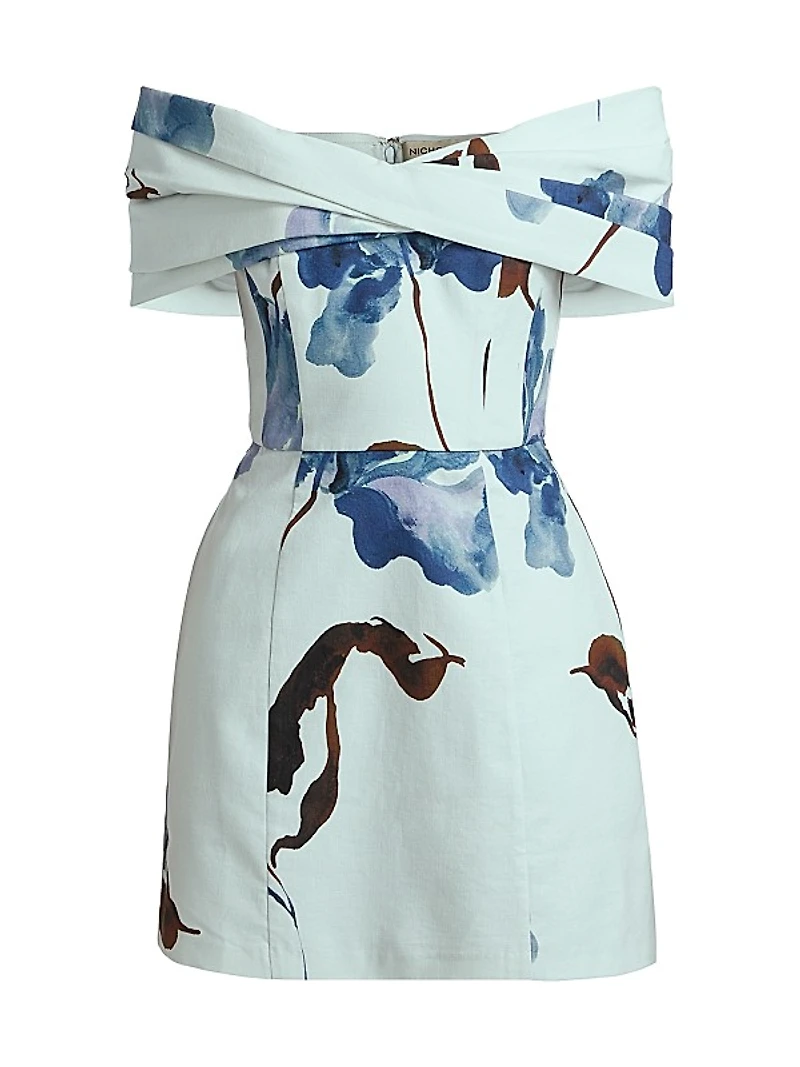 Lori Floral Off-the-Shoulder Twist-Front A-Line Minidress