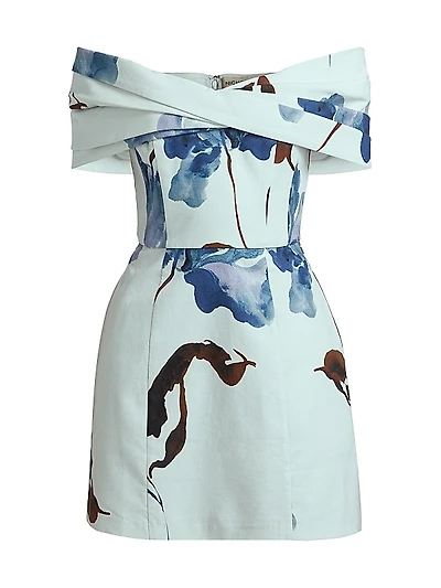 Lori Floral Off-the-Shoulder Twist-Front A-Line Minidress