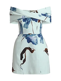 Lori Floral Off-the-Shoulder Twist-Front A-Line Minidress