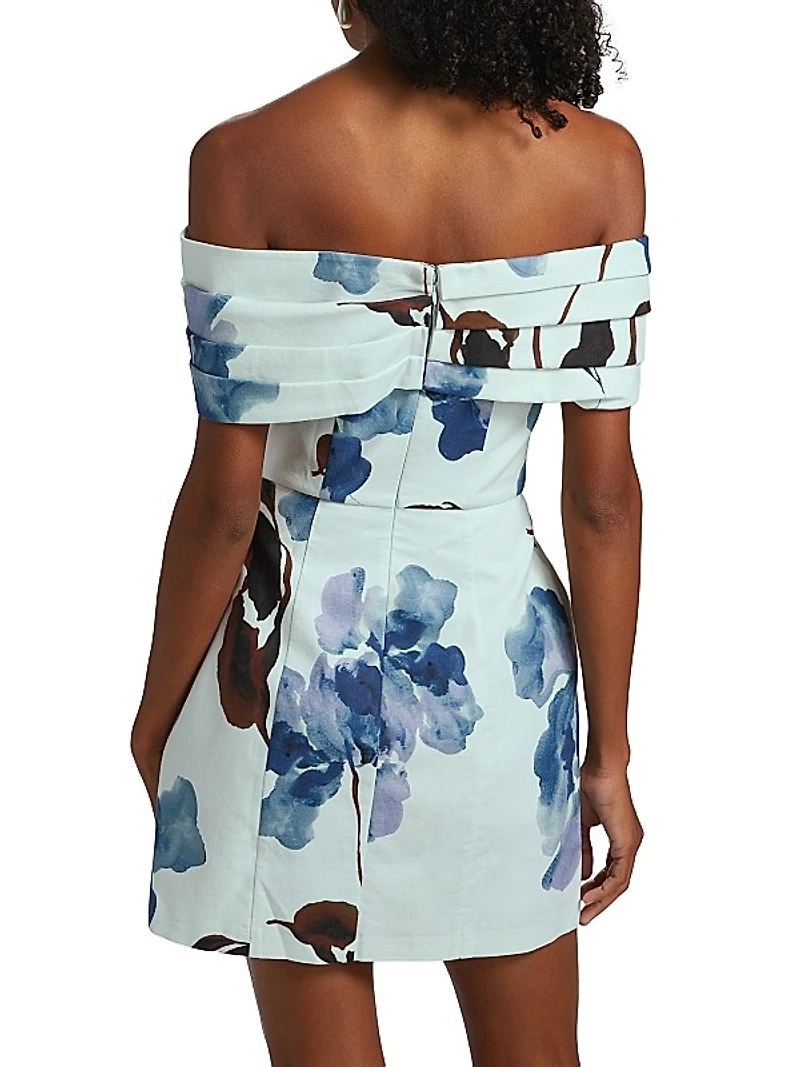 Lori Floral Off-the-Shoulder Twist-Front A-Line Minidress