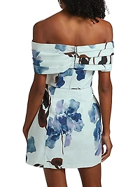 Lori Floral Off-the-Shoulder Twist-Front A-Line Minidress