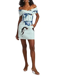 Lori Floral Off-the-Shoulder Twist-Front A-Line Minidress