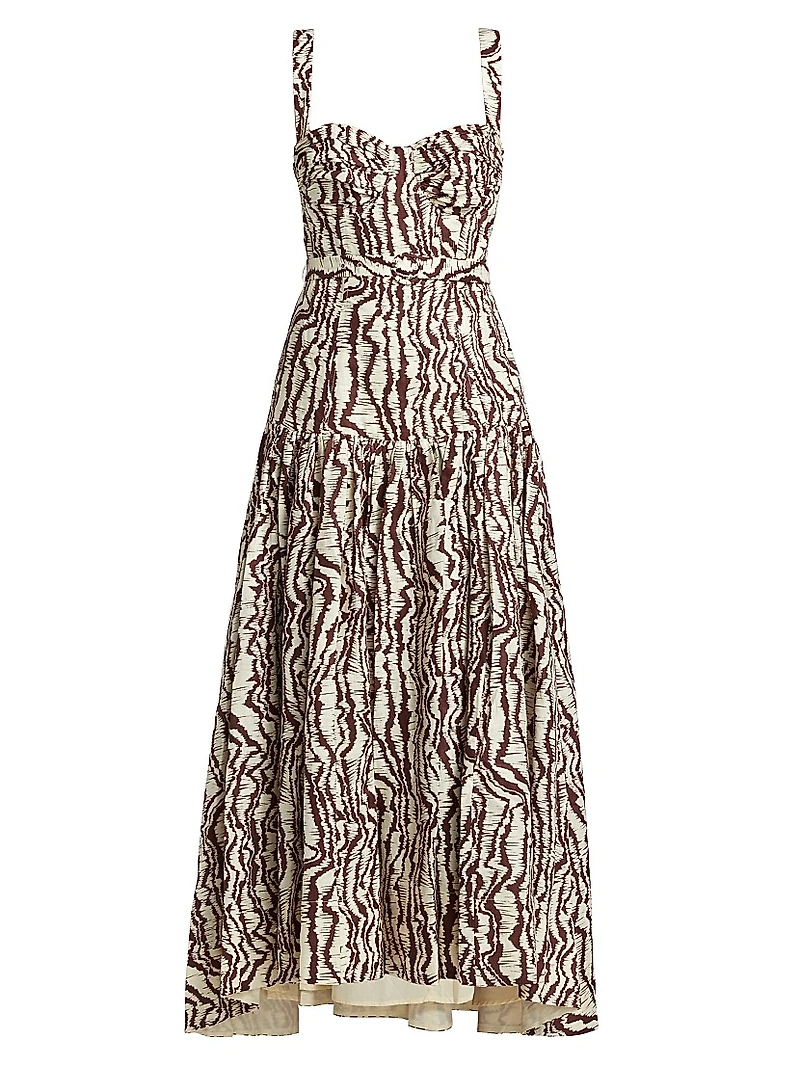 Drenica Drop-Waist Linen Midi-Dress