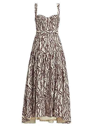 Drenica Drop-Waist Linen Midi-Dress