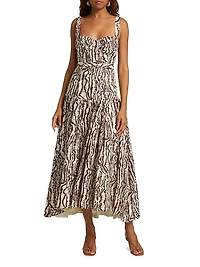 Drenica Drop-Waist Linen Midi-Dress