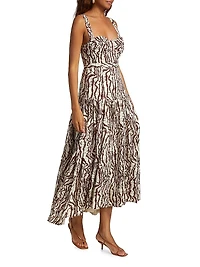 Drenica Drop-Waist Linen Midi-Dress