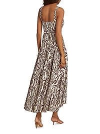 Drenica Drop-Waist Linen Midi-Dress