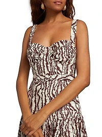 Drenica Drop-Waist Linen Midi-Dress