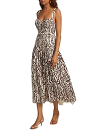 Drenica Drop-Waist Linen Midi-Dress