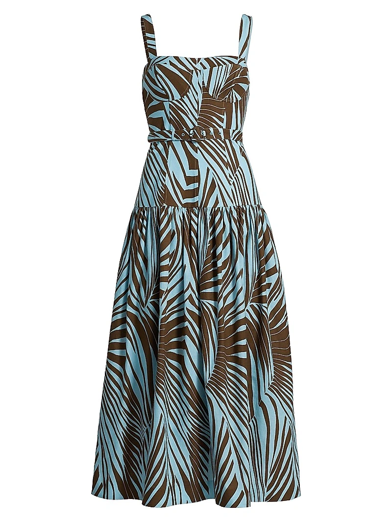 Lidia Printed Bustier Drop-Waist Maxi Dress