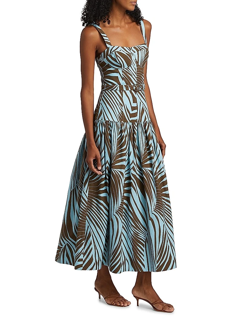 Lidia Printed Bustier Drop-Waist Maxi Dress