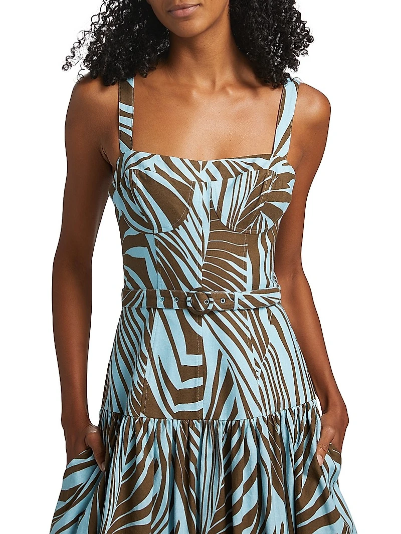 Lidia Printed Bustier Drop-Waist Maxi Dress
