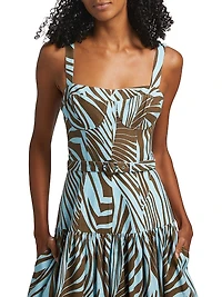 Lidia Printed Bustier Drop-Waist Maxi Dress