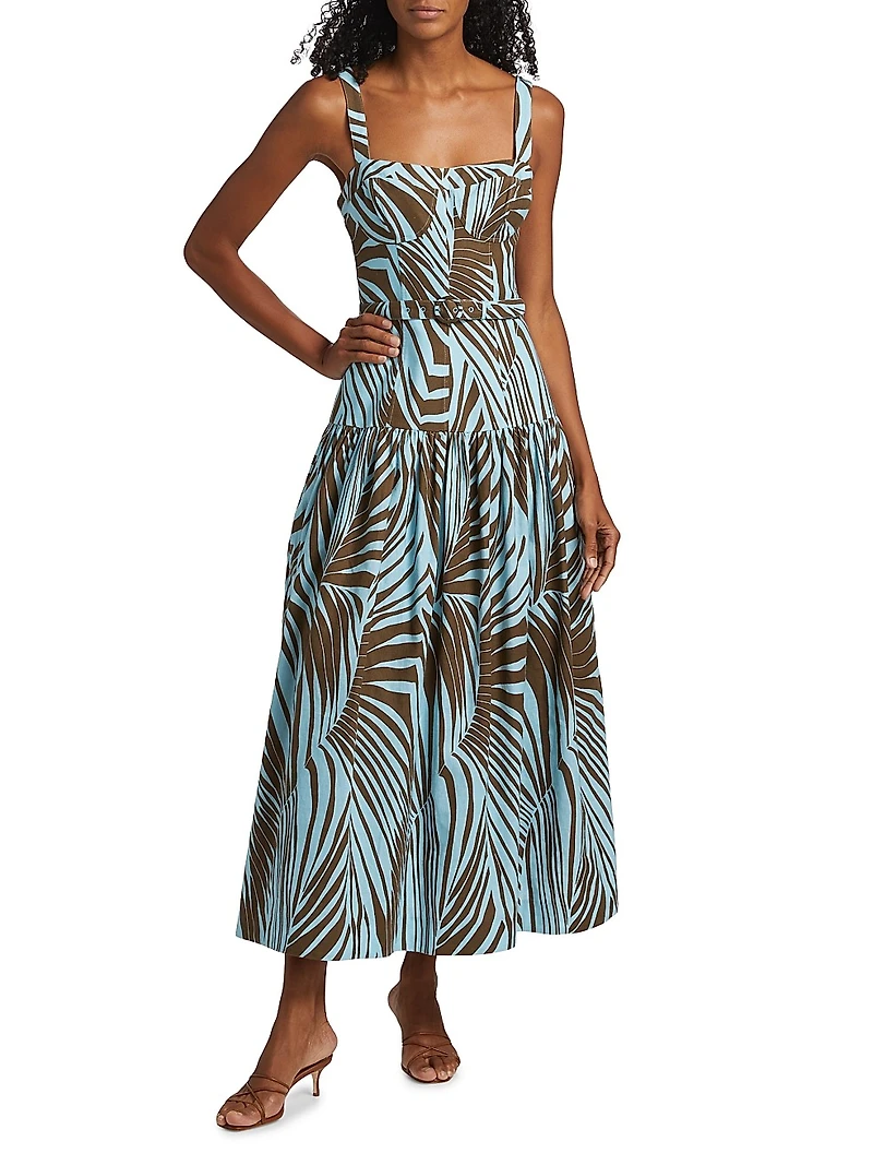 Lidia Printed Bustier Drop-Waist Maxi Dress