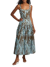 Lidia Printed Bustier Drop-Waist Maxi Dress