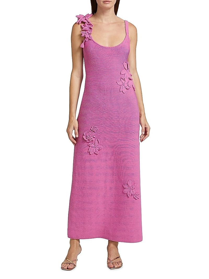 Allegra Floral Appliqué Knit Maxi Dress