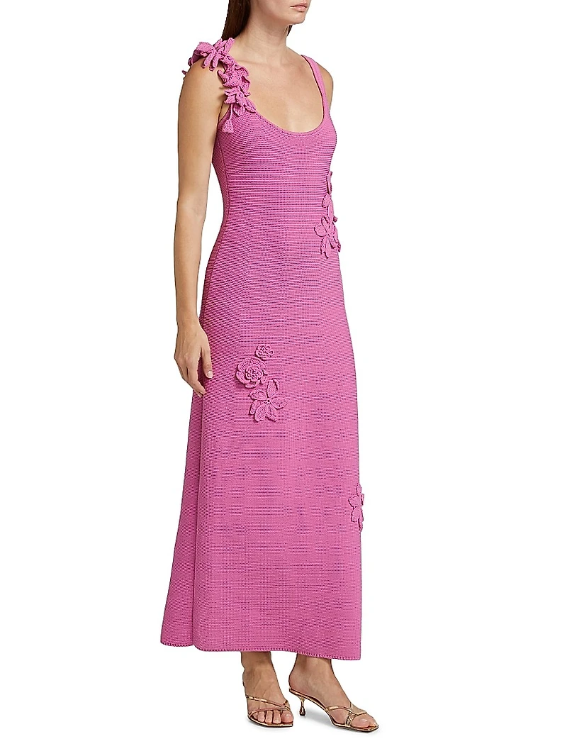 Allegra Floral Appliqué Knit Maxi Dress