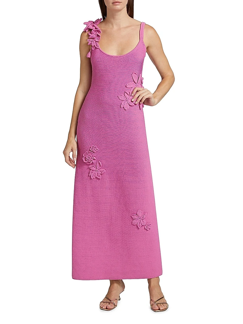 Allegra Floral Appliqué Knit Maxi Dress
