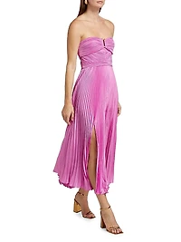 Harden Pleated Strapless Midi-Dress